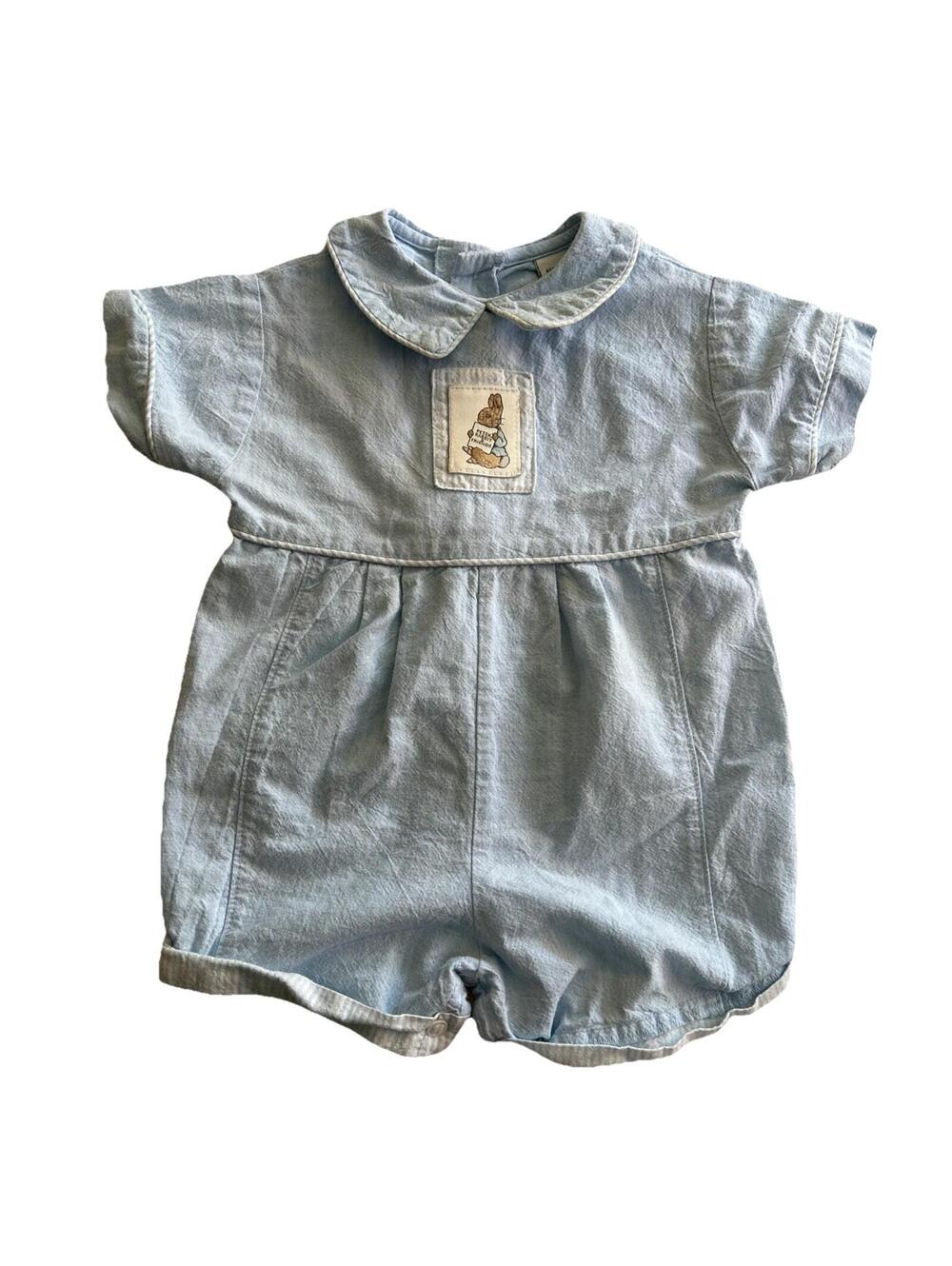 Peter Rabbit & Friends Baby Boy 9 Months Romper Light Blue Beatrix Potter Vtg